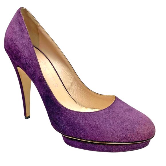 Chuckies NY Ramirez‎ Purple Suede Platform Stilettos Made in Italy - Picture 1 of 9
